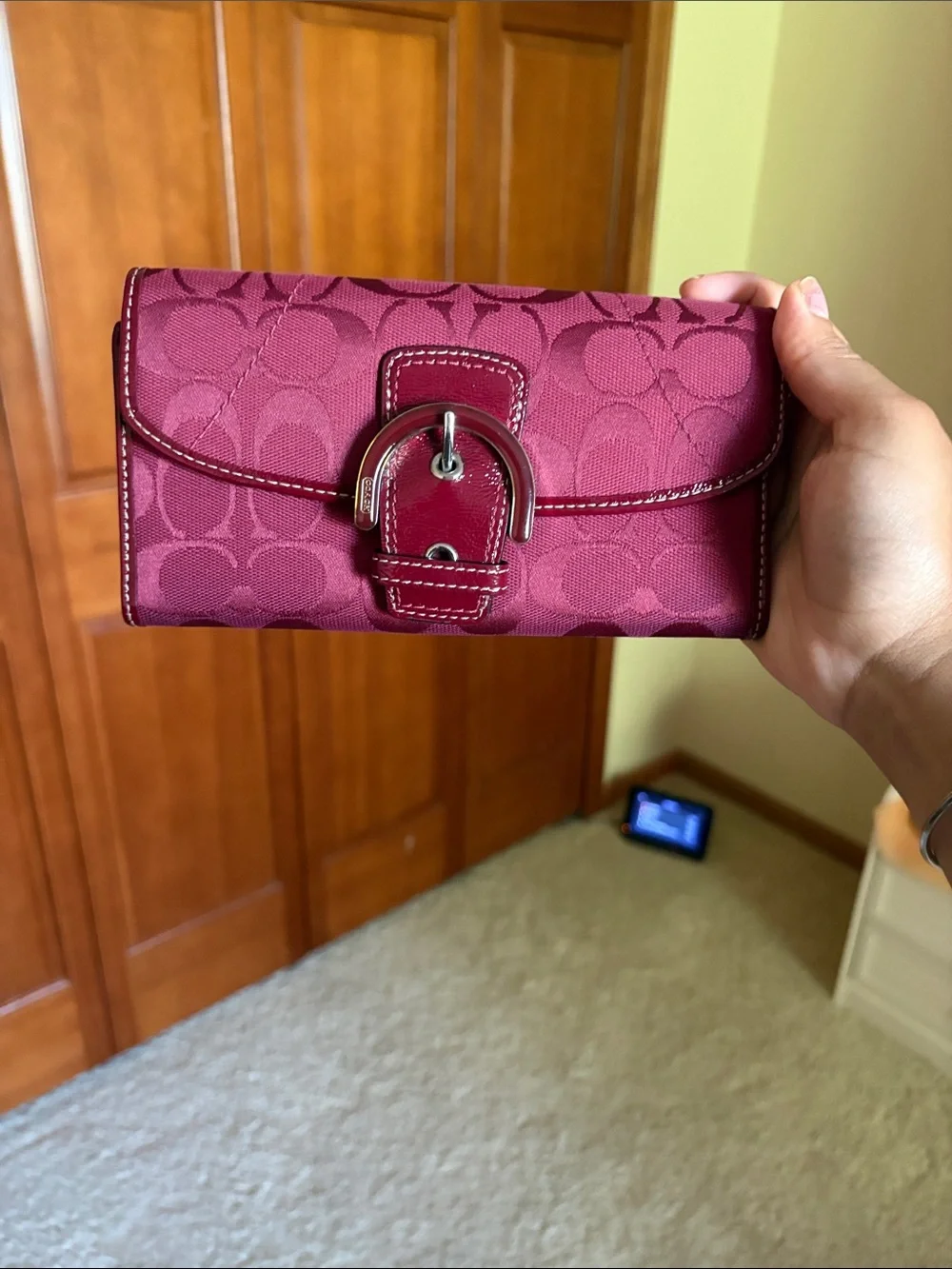 Coach Bordeaux Signature Hobo Bag with Matching Wallet